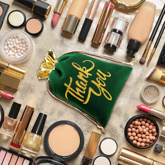 50 Pcs Thank You Velvet Bags with Drawstrings 5 x 7"- gift Pouch /Jewelry Bags - Picture 6 of 8